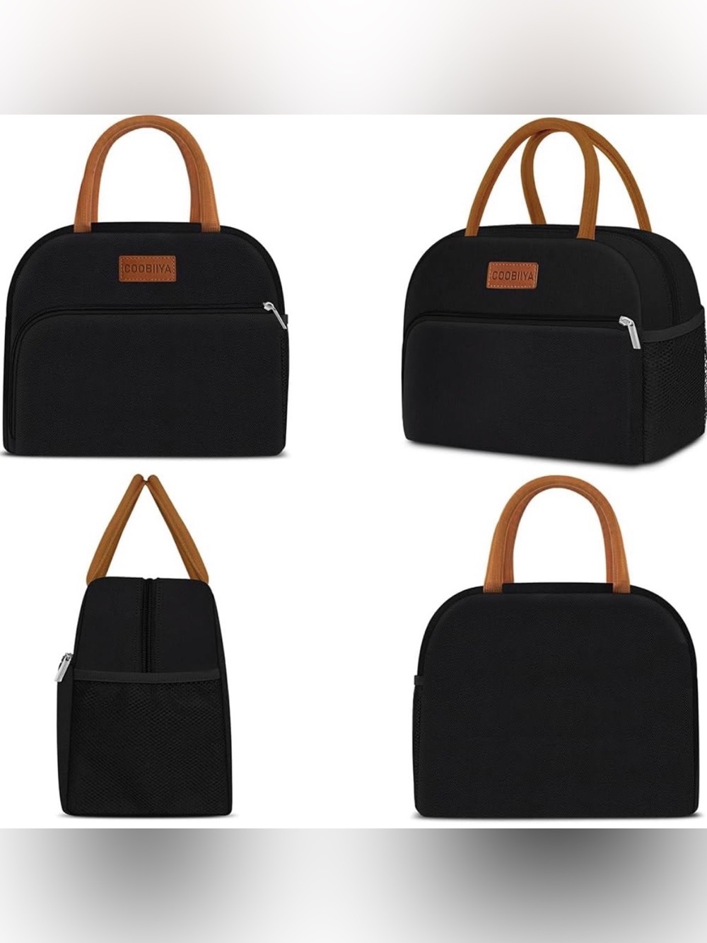 Black & Brown Leather-Handle Lunch bag long term insulation nwt